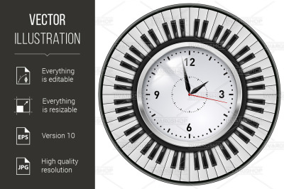 Realistic Office Clock and Piano keys