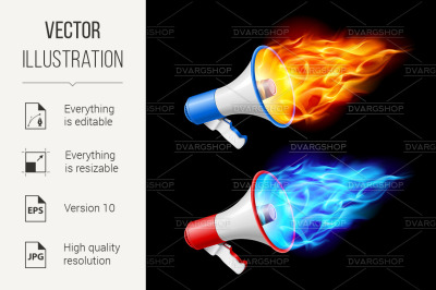 Megaphones in flame