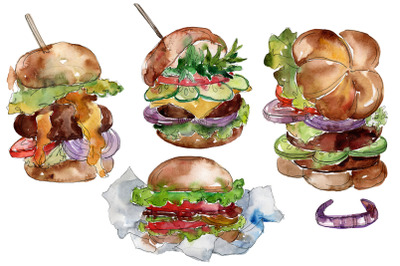 City Hamburger Watercolor png