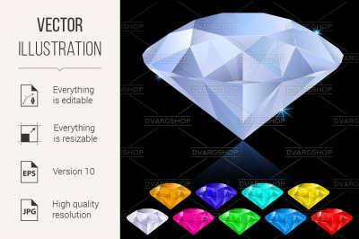 Realistic diamonds in different colors