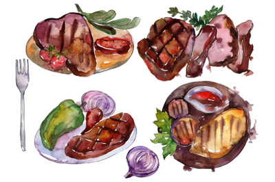 Watercolor Steaks PNG