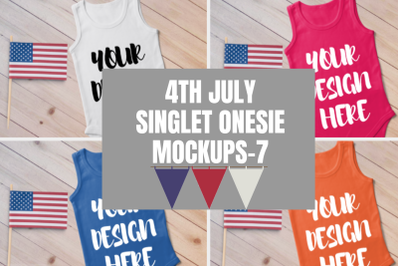 4th July Singlet Baby Bodysuit Mockups - 7