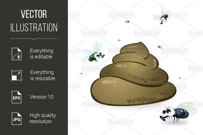 Cartoon feces and flies