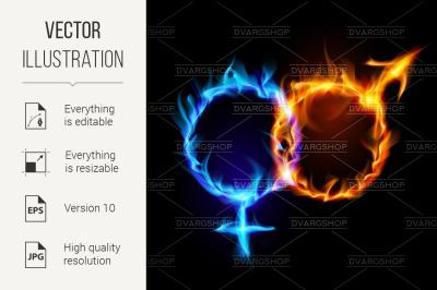 Mars and Venus fire symbols.