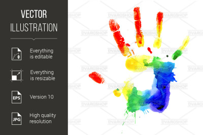 Handprint in vibrant colors of the rainbow