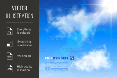 Background with blue sky and clouds. Vector.