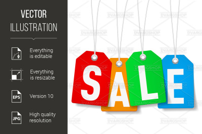 Price tags with Sale word