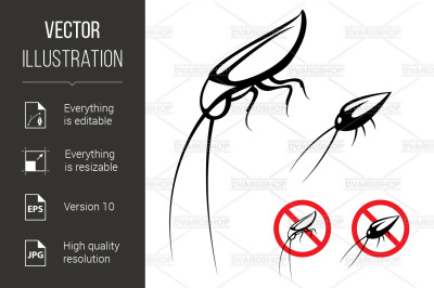 Illustration of forbidden to enter cockroach.