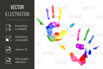 Handprint in vibrant colors of the rainbow