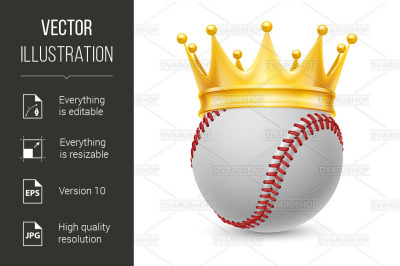 Gold crown on baseball