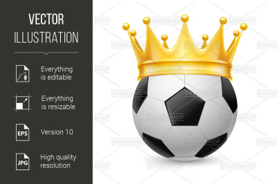 Gold crown on soccer ball