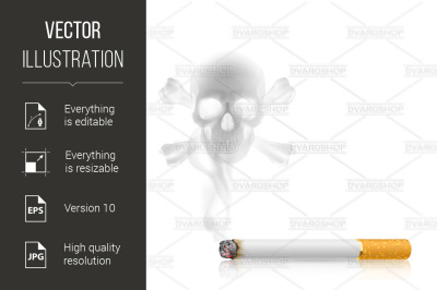 Cigarette and Skull shaped smoke