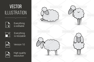 Three abstract gray sheep