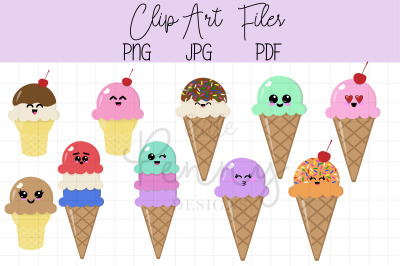 Kawaii Ice Cream Clip Art