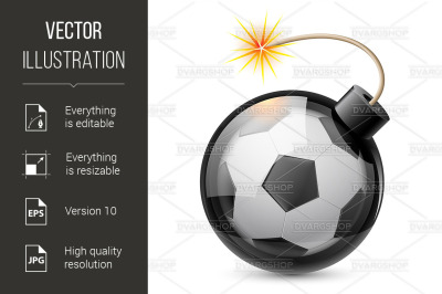 Abstract football shaped like a bomb