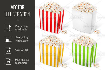 Popcorn in multi-colored striped packages