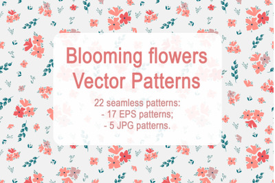 Blooming flowers. Vector patterns