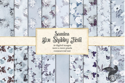 Blue Shabby Floral Digital Paper