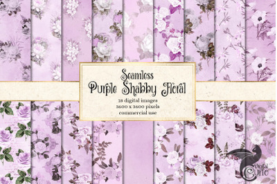 Purple Shabby Floral Digital Paper