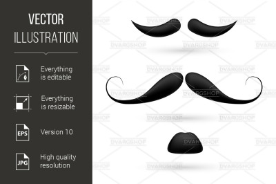 A set of three moustache