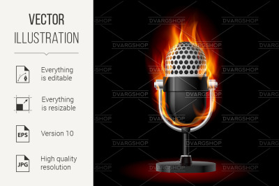 Old Microphone in Fire.