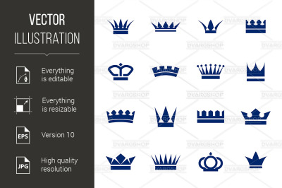 Set of icons crowns