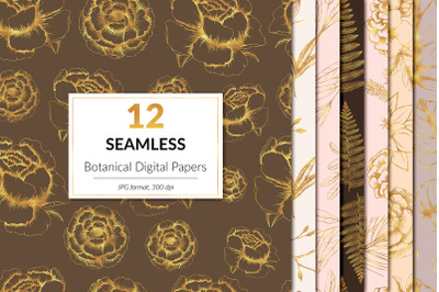 Gold Seamless Botanical Papers