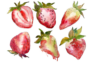 Berry strawberry watercolor png