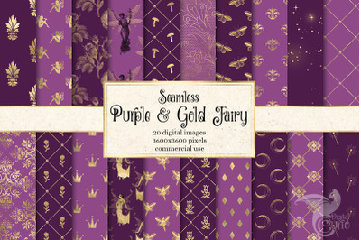 Purple and Gold Fairy Digital Paper