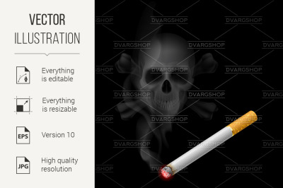 Cigarette and Skull shaped smoke