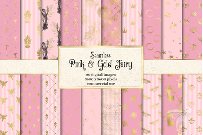 Pink and Gold Fairy Digital Paper