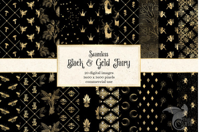 Black and Gold Fairy Digital Paper