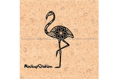 Flamingo Mandala SVG, Bird Lover Decor Doodle PNG Cut File