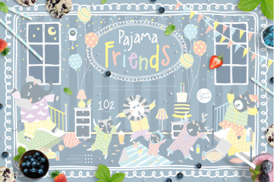 Cute Animals Pajama Party - Illustrations &amp;amp;amp; Invitations