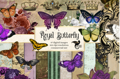 Royal Butterfly Digital Scrapbook Kit