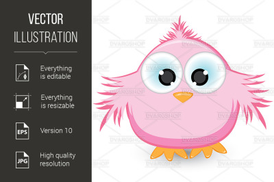 Cartoon pink sparrow