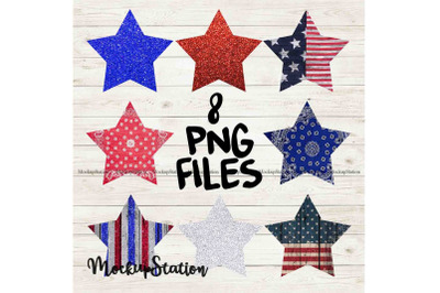 Sublimation Stars PNG Bundle, 4th of July Patriotic Design