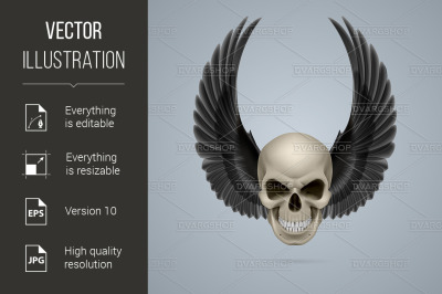 Evil skull with wings up