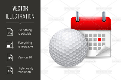 Golf ball and calendar