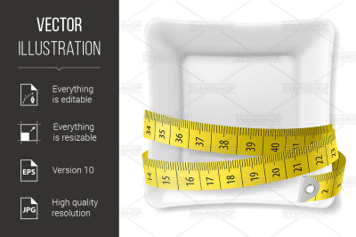 Plate and tape measure