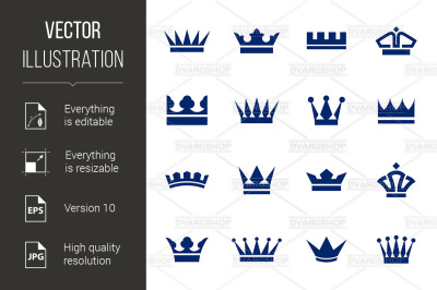 Set of icons crowns