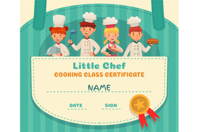 Little chef certificate. Cooking class chefs diploma, cooking food sch