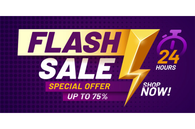 Flash sale poster. Lightning offer sales&2C; special night deal and flash