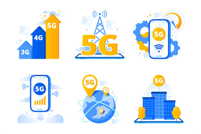 Mobile 5G network. City fast internet hotspot, wireless telecommunicat