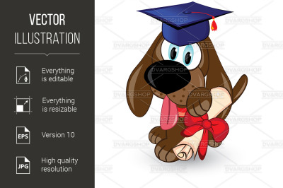 Cartoon dog is a graduate of