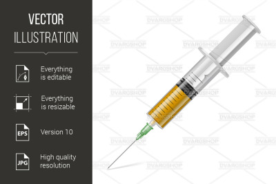 Syringe with yellow liquid