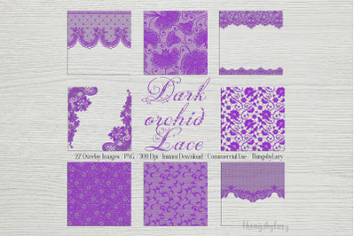 27 Dark Orchid Lace Border Frame Overlay Transparent Images