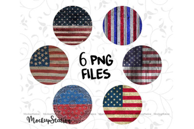 USA Flag Sublimation Wood Background PNG, 4th of July Circle