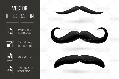 A set of three moustache