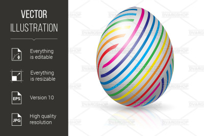 Easter egg with colorful stripes